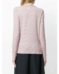 roter horizontal gestreifter Pullover mit einem Rundhalsausschnitt von Theory