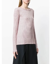 roter horizontal gestreifter Pullover mit einem Rundhalsausschnitt von Theory