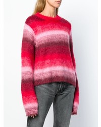 roter horizontal gestreifter Pullover mit einem Rundhalsausschnitt von Dondup