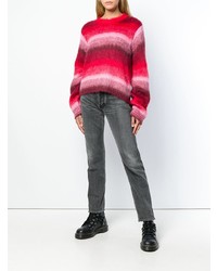 roter horizontal gestreifter Pullover mit einem Rundhalsausschnitt von Dondup