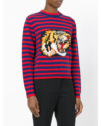 roter horizontal gestreifter Pullover mit einem Rundhalsausschnitt von Gucci