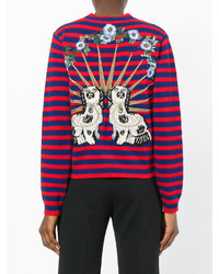 roter horizontal gestreifter Pullover mit einem Rundhalsausschnitt von Gucci