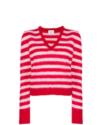 roter horizontal gestreifter Pullover mit einem V-Ausschnitt von Dondup