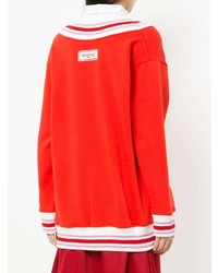 roter horizontal gestreifter Pullover mit einem V-Ausschnitt von MSGM