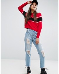 roter horizontal gestreifter Pullover von Asos