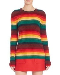 roter horizontal gestreifter Wollpullover