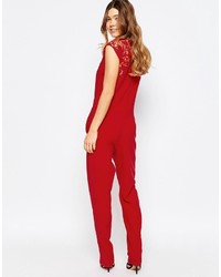 roter Jumpsuit aus Spitze von Liquorish