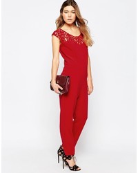 roter Jumpsuit aus Spitze von Liquorish