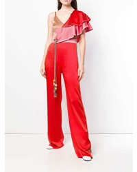 roter Jumpsuit mit Rüschen von Peter Pilotto