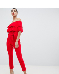 roter Jumpsuit mit Rüschen von Silver Bloom