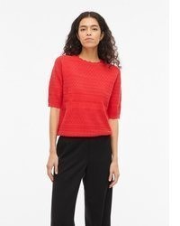 roter Kurzarmpullover von Vila