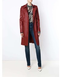 roter Leder Trenchcoat von Tufi Duek