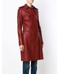 roter Leder Trenchcoat von Tufi Duek