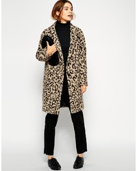 roter Mantel mit Leopardenmuster von Asos