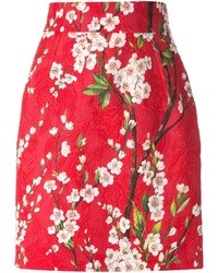roter Minirock mit Blumenmuster von Dolce & Gabbana