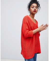 roter Oversize Pullover von Noisy May