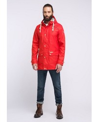 roter Parka mit einem Schwalbenschwanz von Schmuddelwedda