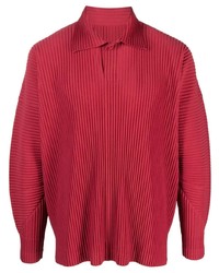 roter Polo Pullover von Homme Plissé Issey Miyake