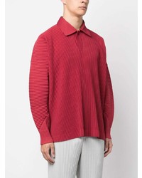 roter Polo Pullover von Homme Plissé Issey Miyake