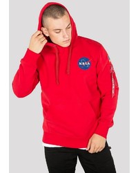 roter Pullover mit einem Kapuze von Alpha Industries