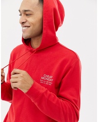 roter Pullover mit einem Kapuze von Cheap Monday