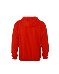 roter Pullover mit einem Kapuze von James & Nicholson