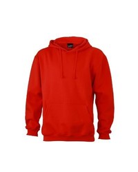 roter Pullover mit einem Kapuze von James & Nicholson