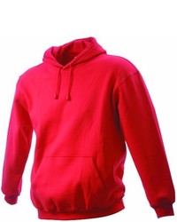 roter Pullover mit einem Kapuze von James & Nicholson