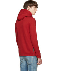 roter Pullover mit einem Kapuze von Balmain