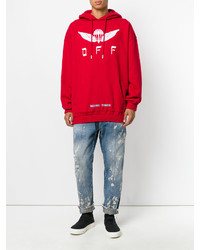 roter Pullover mit einem Kapuze von Off-White