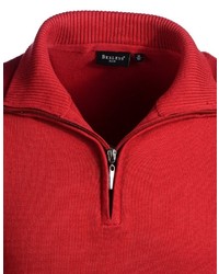 roter Pullover mit einem Reißverschluss am Kragen von Bexleys man