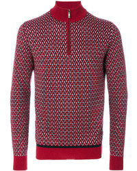 roter Pullover mit einem Reißverschluss am Kragen von Brioni