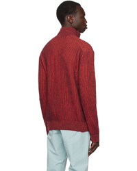 roter Pullover mit einem Reißverschluss am Kragen von Ps By Paul Smith