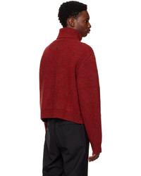 roter Pullover mit einem Reißverschluss am Kragen von Wooyoungmi