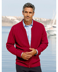 roter Pullover mit einem Reißverschluß von Roger Kent Strickjacke mit Strickmuster