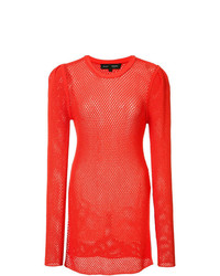 roter Pullover mit einem Rundhalsausschnitt aus Netzstoff von Proenza Schouler