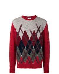 roter Pullover mit einem Rundhalsausschnitt mit Argyle-Muster von Ballantyne