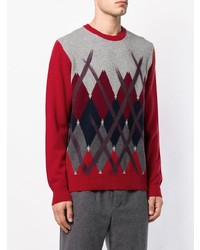 roter Pullover mit einem Rundhalsausschnitt mit Argyle-Muster von Ballantyne