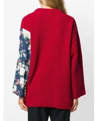 roter Pullover mit einem Rundhalsausschnitt mit Blumenmuster von Act N°1