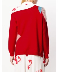 roter Pullover mit einem Rundhalsausschnitt mit Blumenmuster von DELPOZO