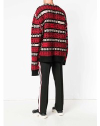 roter Pullover mit einem Rundhalsausschnitt mit Norwegermuster von Calvin Klein 205W39nyc