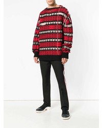 roter Pullover mit einem Rundhalsausschnitt mit Norwegermuster von Calvin Klein 205W39nyc