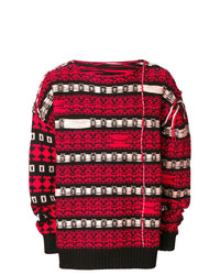 roter Pullover mit einem Rundhalsausschnitt mit Norwegermuster von Calvin Klein 205W39nyc