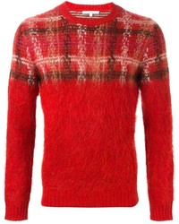 roter Pullover mit einem Rundhalsausschnitt mit Norwegermuster von Carven