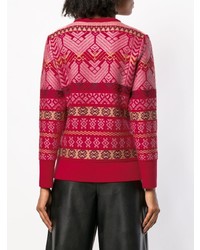 roter Pullover mit einem Rundhalsausschnitt mit Norwegermuster von Vilshenko