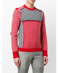 roter Pullover mit einem Rundhalsausschnitt mit Norwegermuster von Alexander McQueen