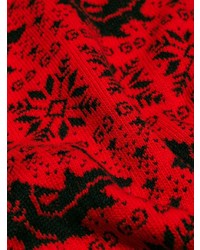 roter Pullover mit einem Rundhalsausschnitt mit Norwegermuster von Gucci