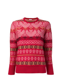 roter Pullover mit einem Rundhalsausschnitt mit Norwegermuster von Vilshenko
