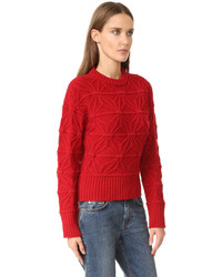 roter Pullover mit einem Rundhalsausschnitt mit geometrischem Muster von Dsquared2