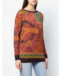 roter Pullover mit einem Rundhalsausschnitt mit Paisley-Muster von Etro